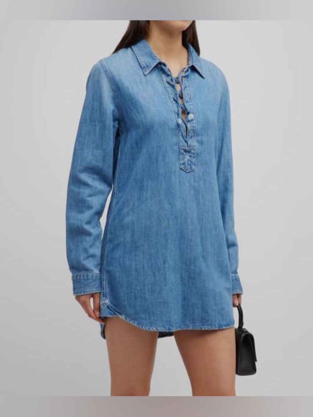 Mother The Lace Up Shirt Dress Salt and Lime Small
